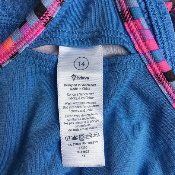 Ivivva by Lululemon Blue Pink Tank Top Size 14 - Picture 6 of 7